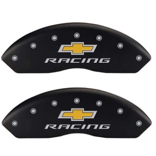 C5 Corvette MGP Caliper Covers – Gloss Black with Silver – Chevy Racing