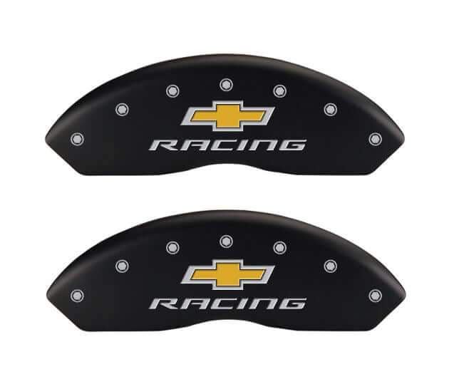 C5 Corvette MGP Caliper Covers - Gloss Black with Silver - Chevy Racing