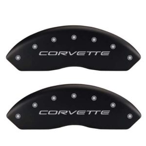 C5 Corvette MGP Caliper Covers - Gloss Black with Silver - Corvette