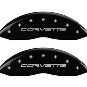 C6 Corvette MGP Caliper Covers - Gloss Black with Silver - Corvette