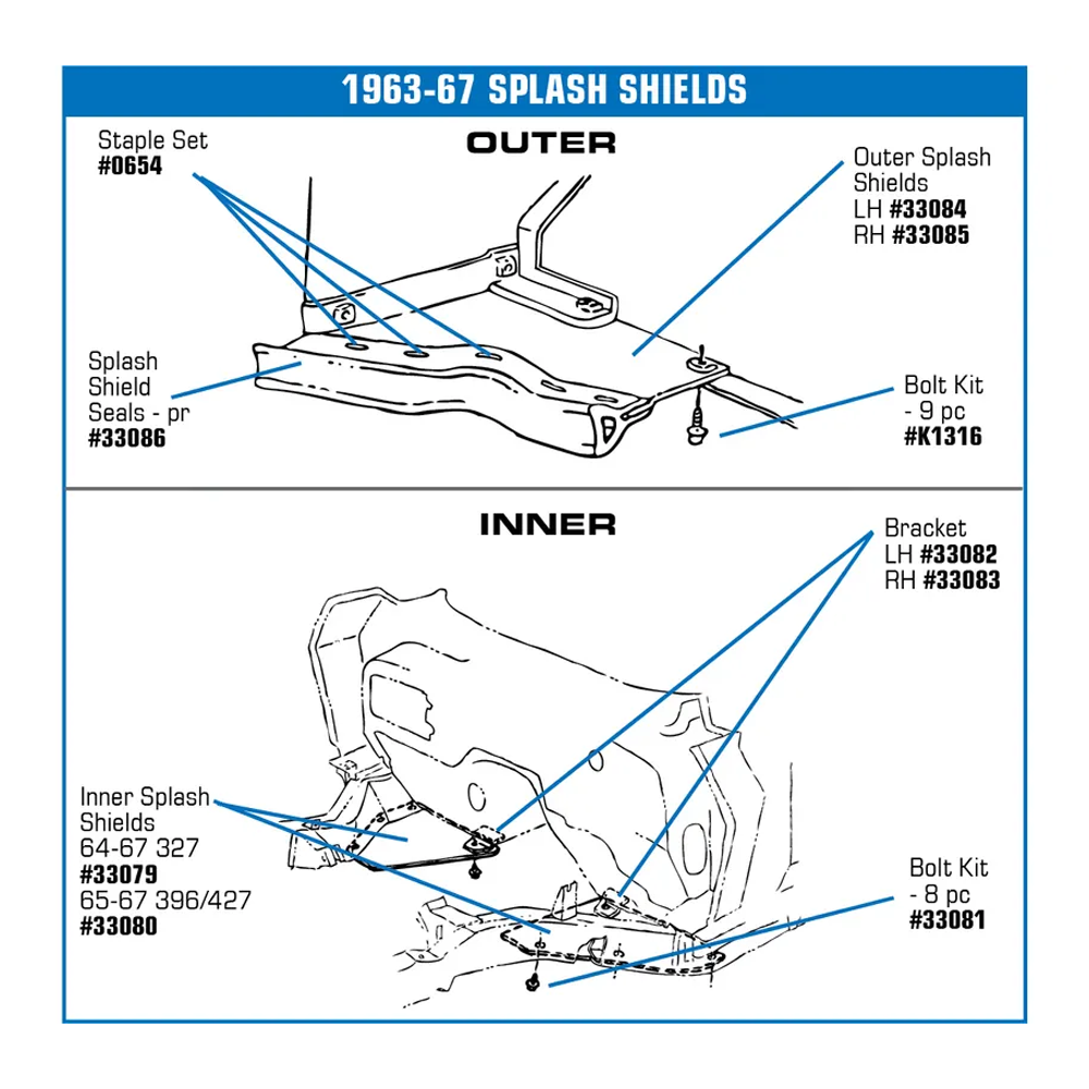 C2 1963-1967 Corvette Outer Splash Shield - Right Hand - Image 2