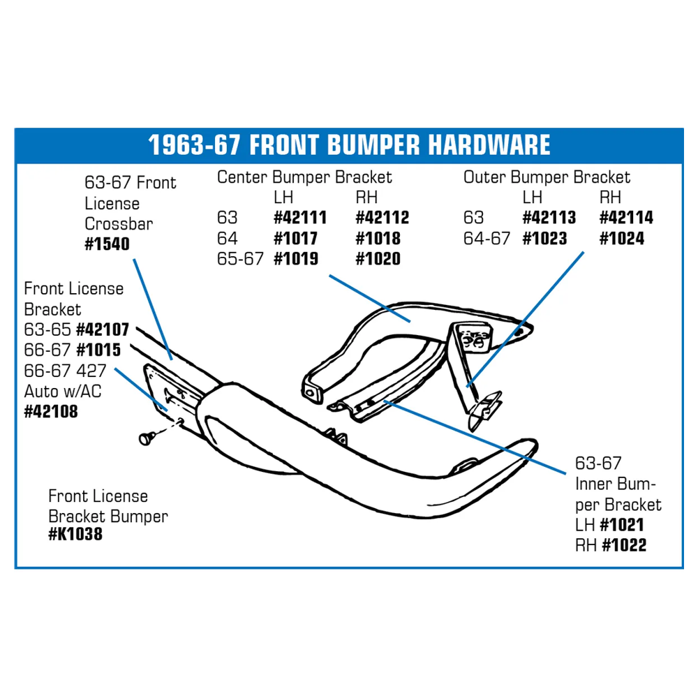 C2 1963 Corvette Front Bumper Bracket - Center LH - Image 2