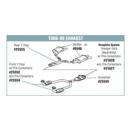 Corvette Exhaust System Cat Back W/Reproduction Mufflers: 1991